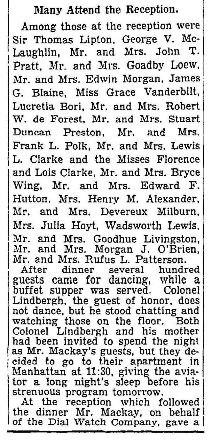 Air Hero Lionied at Social Function New York Times June 14 1927 Page 2 copy 1aaa