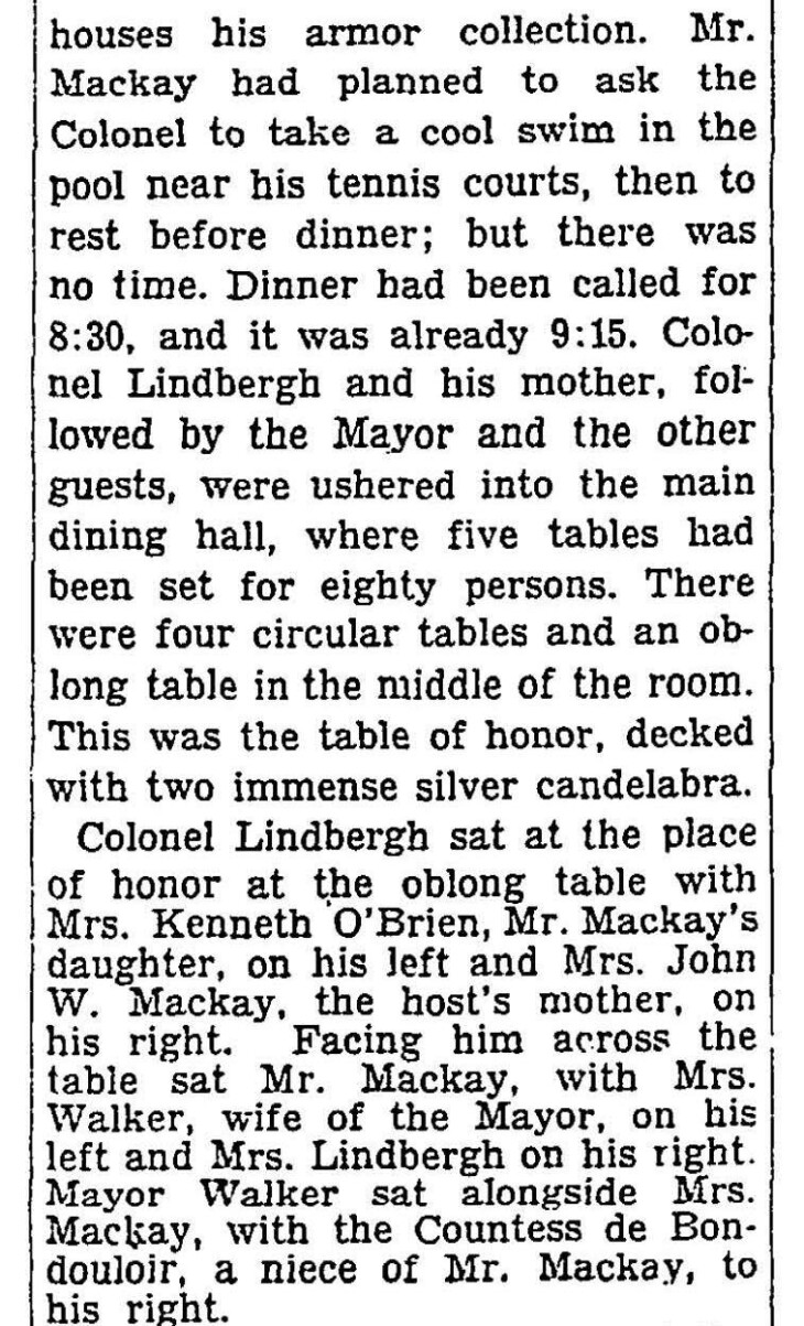 Air Hero Lionied at Social Function New York Times June 14 1927 Page 2ccccaaa 1