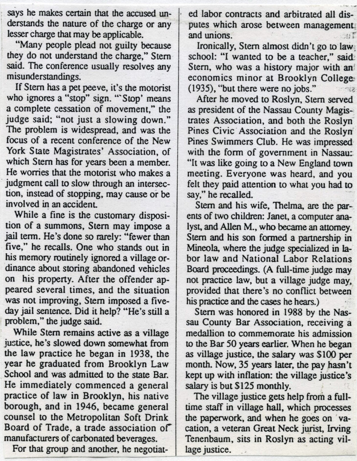 Nathan Stern Roslyn News 7 15 93