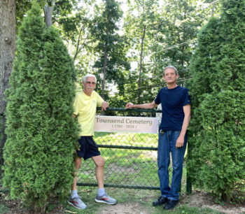 Townsend Cemetery Bill Townsend Bill Stone with new sign2 7 2023 copy edited 1