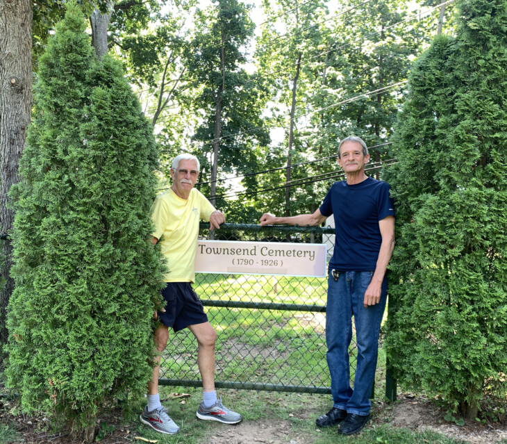 Townsend Cemetery Bill Townsend Bill Stone with new sign2 7 2023 copy edited 1