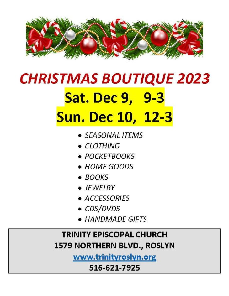 Trinity christmas boutique flyer 2023